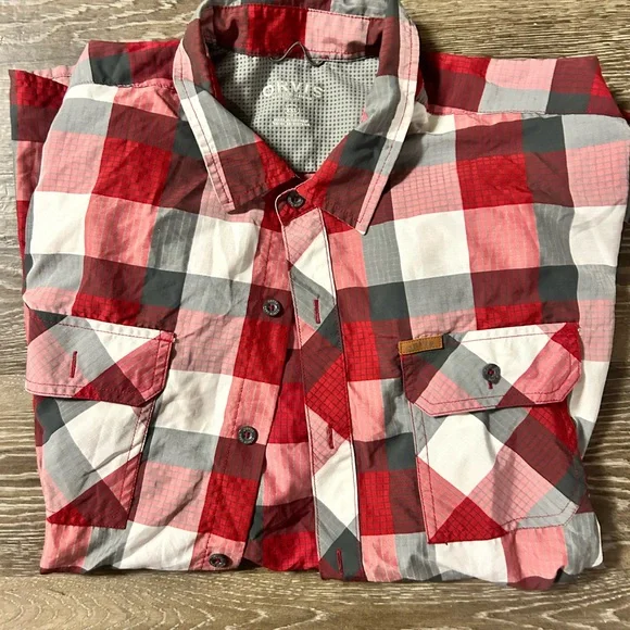 Orvis Men's Red and Gray Checkered Shirt, size XXL - Picture 3 of 3